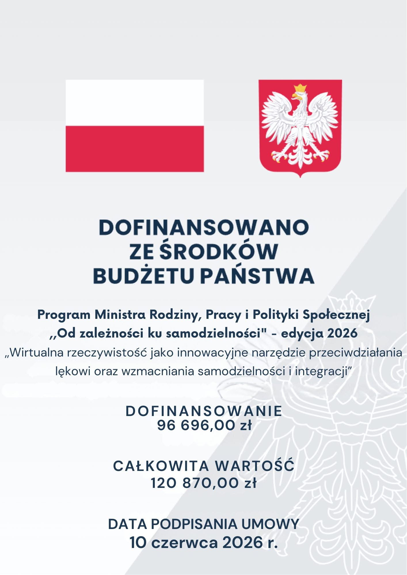 Plakat dofinansowania z budżetu